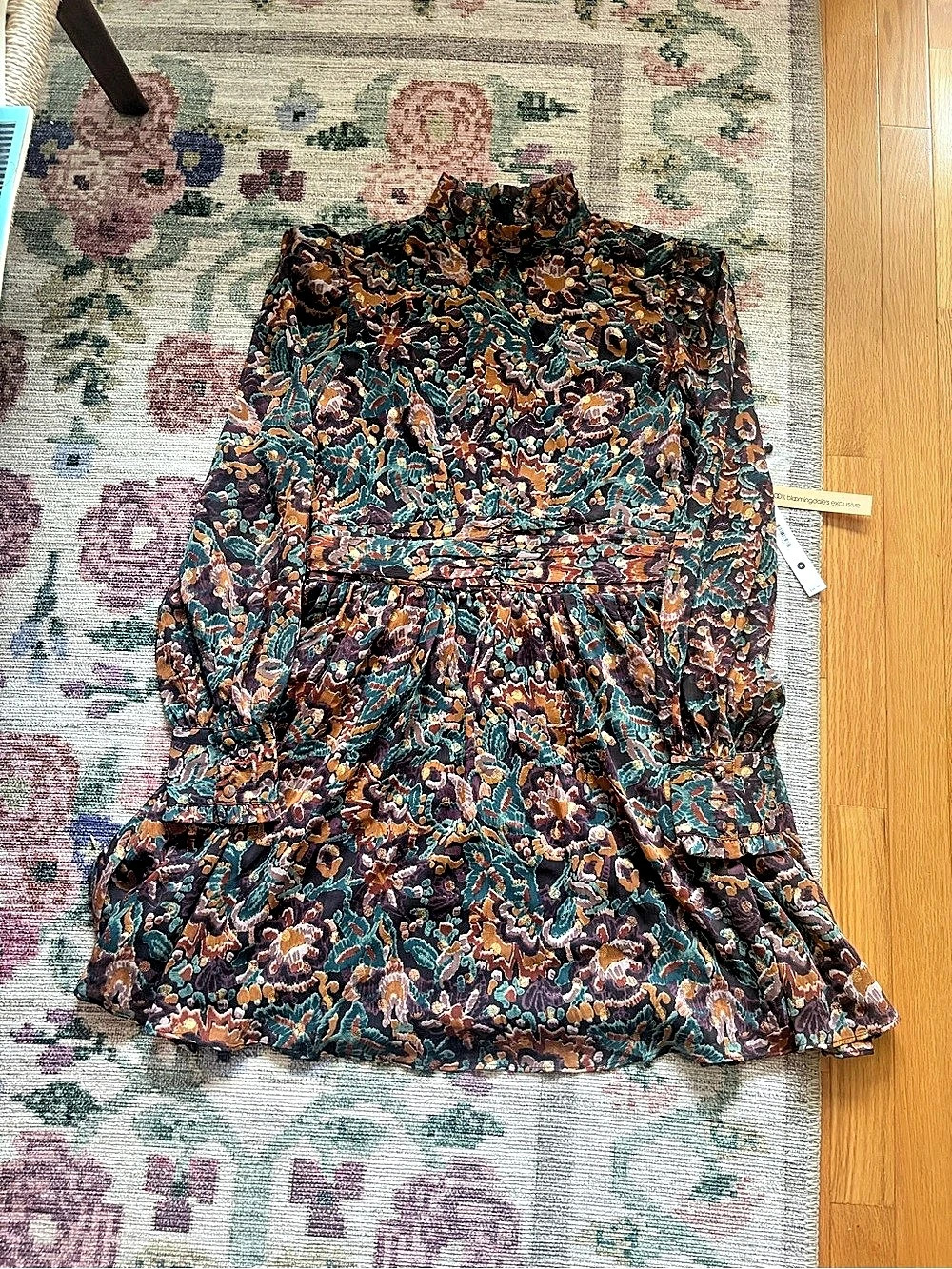 Aqua Paisley Long Sleeve Dress NWT